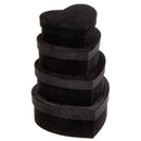 4 PCS Heart Shaped Gift Boxes with Lids Black Velvet Nesting Gifts Box for Presents