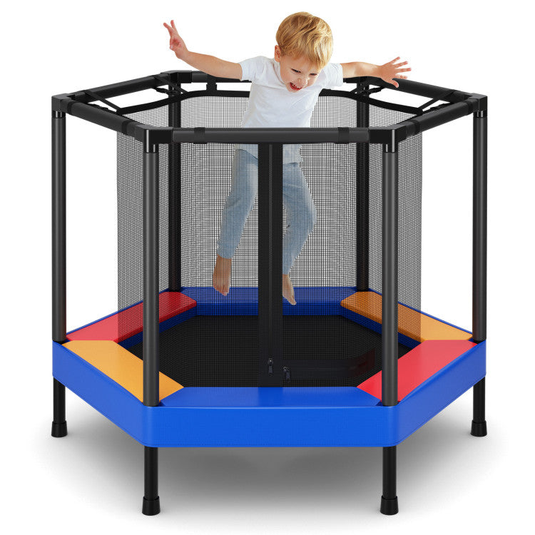 48 Inches Hexagonal Kids Trampoline With Foam Padded Handrails