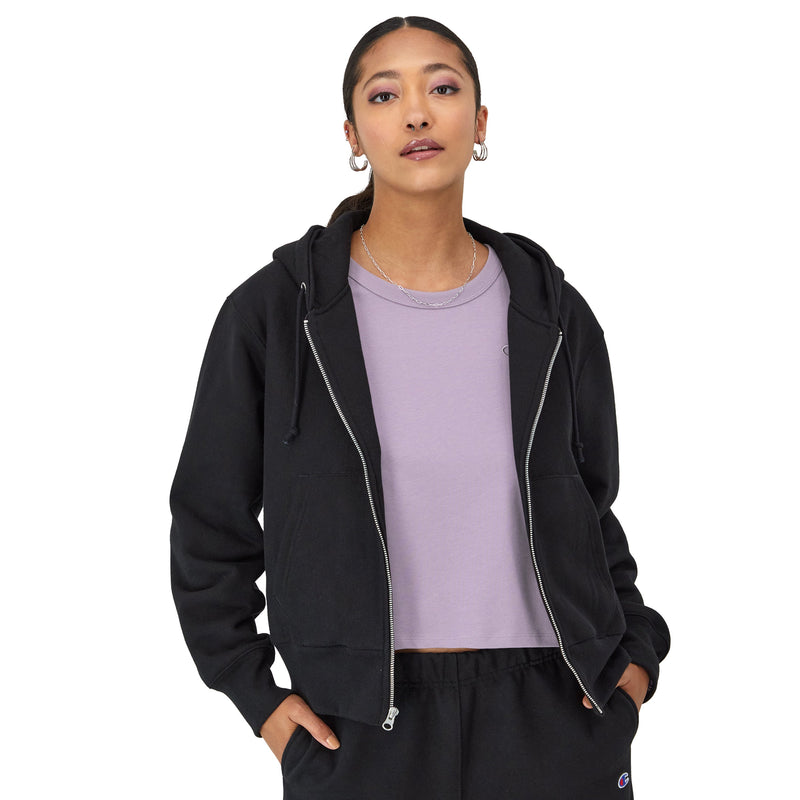 Women's Champion Reverse Weave Zip Up Hoodie, Stadium Black