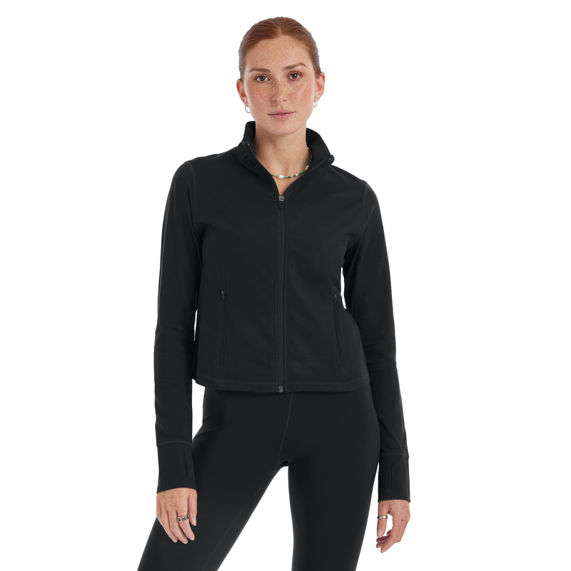 Women's Champion Soft Touch Cardio Jacket, Anti Odor, C Logo Black