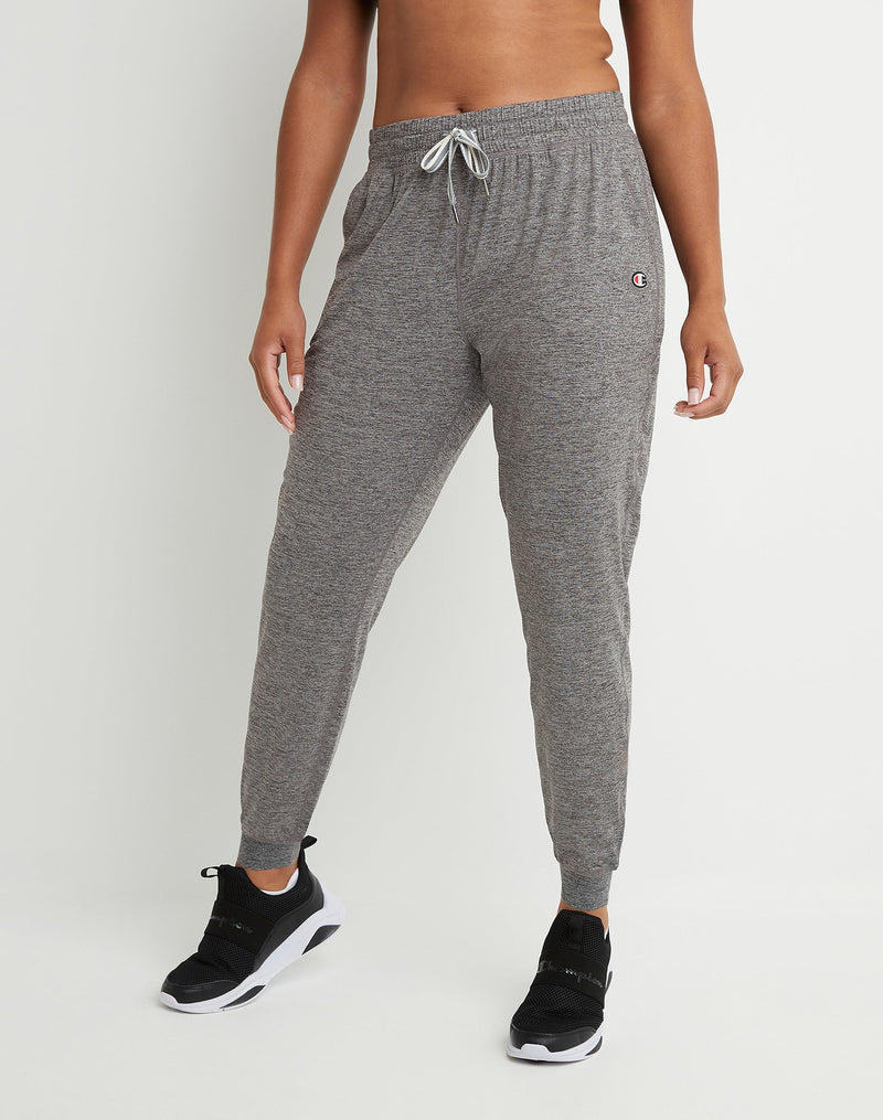 Women's Champion Soft Touch Joggers, C Logo, 25" Ebony Heather