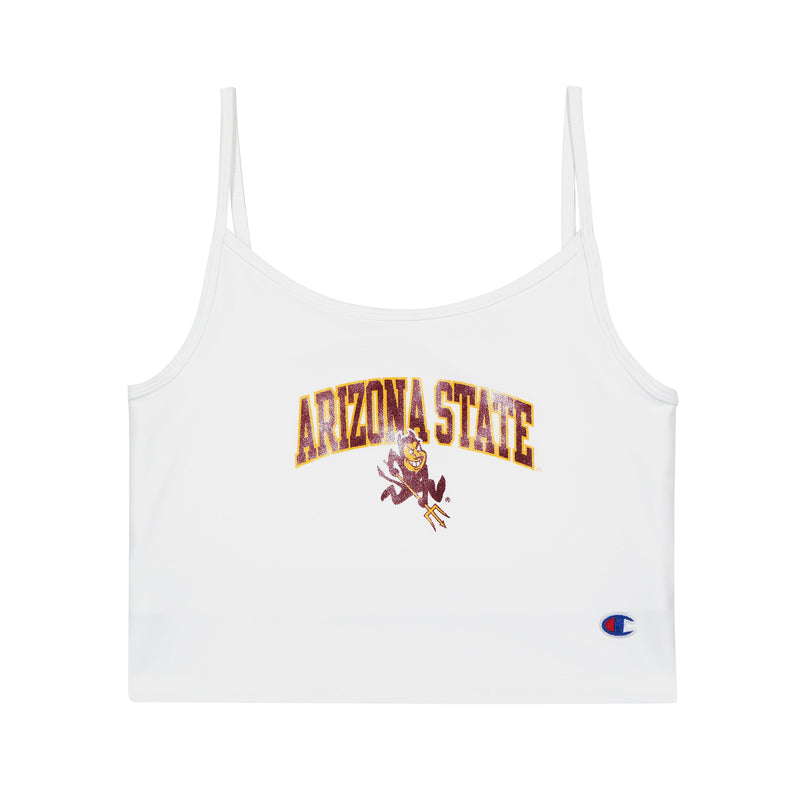 Women's Champion Tank Top, Cropped, Arizona State Graphic White