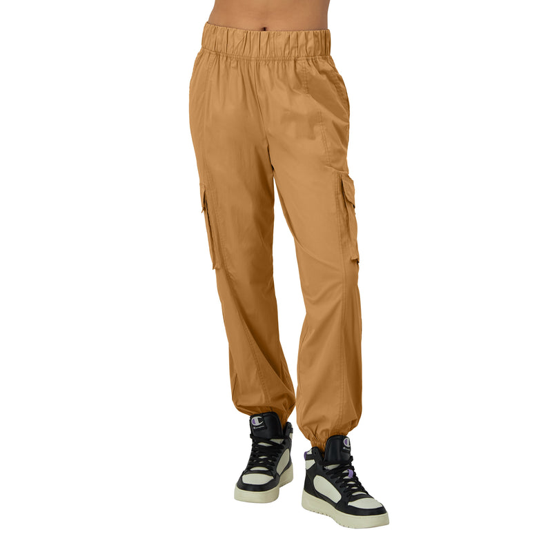 Women's Champion Woven Cargo Pants, C Logo, 29" Briefly Brown