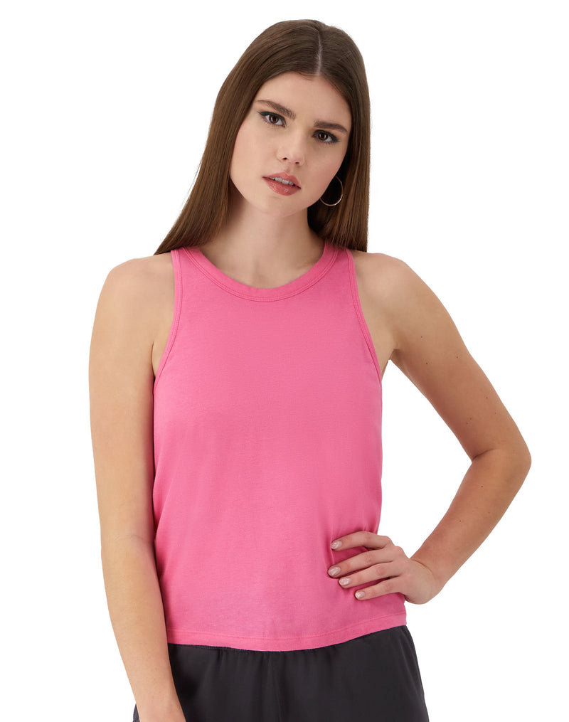 Women's Champion Soft Touch Tank Top, Anti Odor, C Logo Phlox Pink