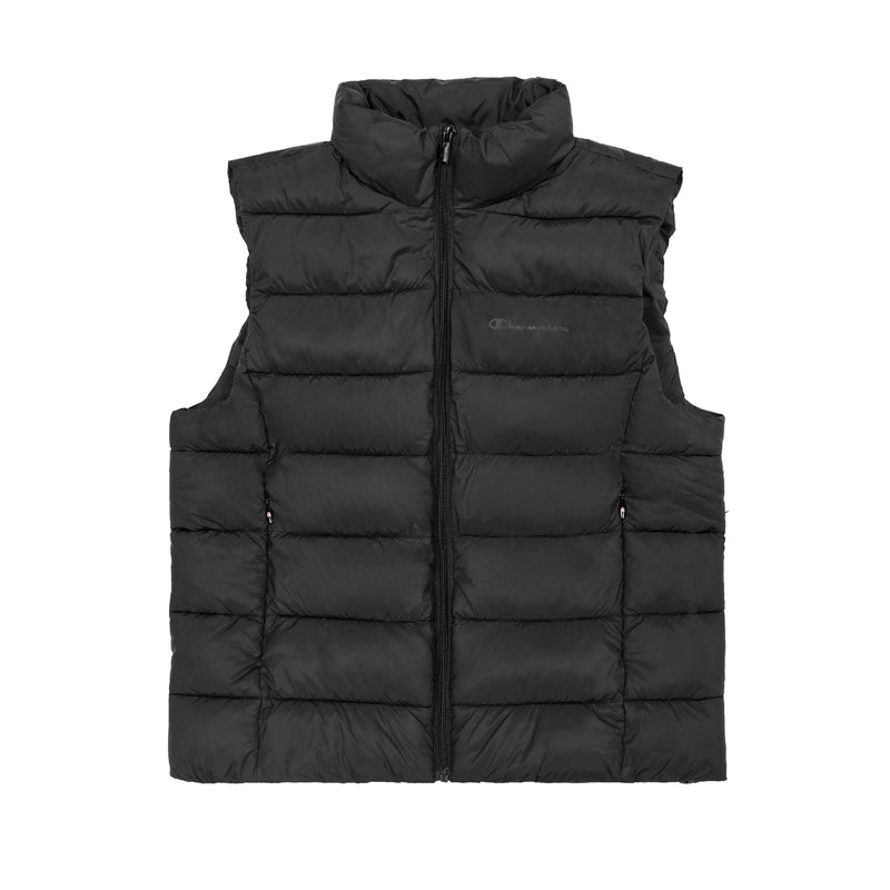 Women's Champion Puffer Vest, Classic Script Logo Black