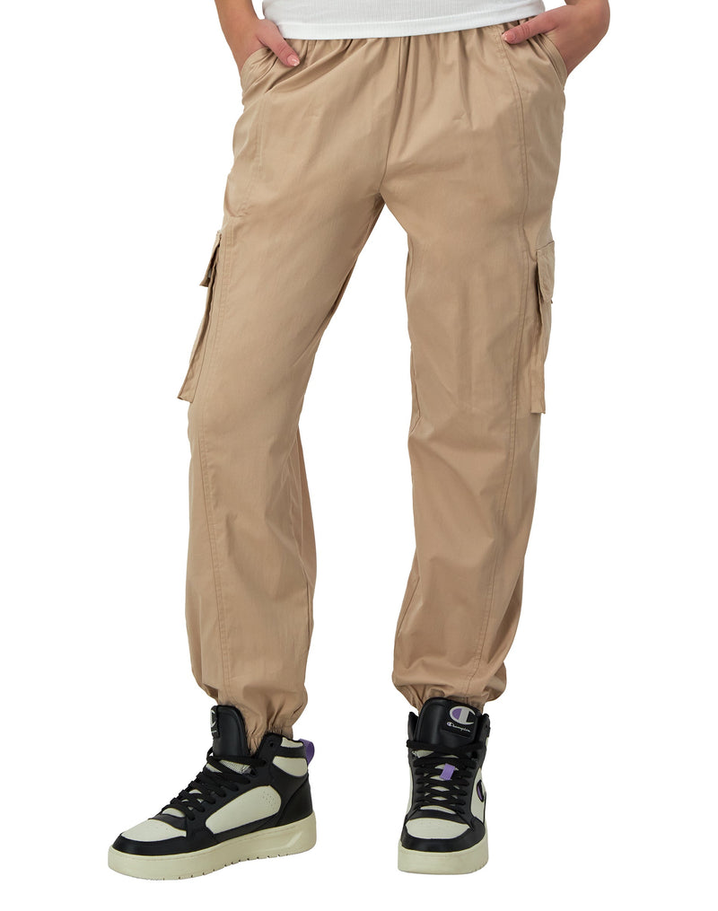 Women's Champion Woven Cargo Pants, C Logo, 29" Champagne Frost