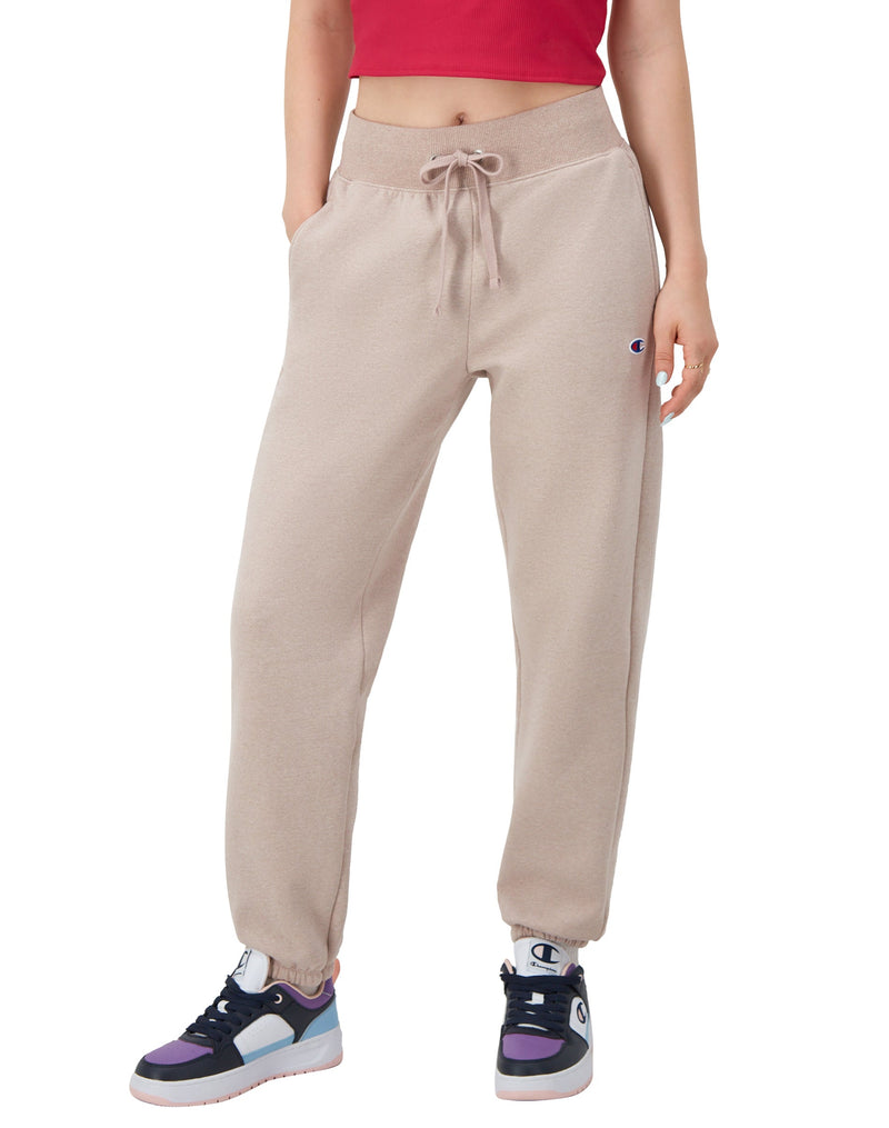 Women's Champion Powerblend Joggers, C Logo, 27" Evening Blush Heather