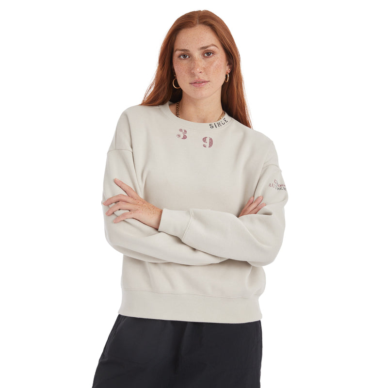 Women's Champion Eco Future Fleece Sweatshirt, Heart and P. O. Box Autumn Beige