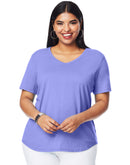 Hanes Just My Size Cotton Jersey Short Sleeve V-Neck T-Shirt (Plus ) Petal Purple