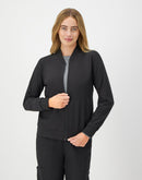 Hanes Comfort Fit Scrubs Women's Scrub Bomber Jacket New Ebony