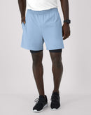 Hanes Moves Men's Total Support Pouch Shorts with Built-In Boxer Brief, 5" Upstate Blue/Black