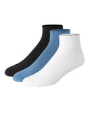 Hanes Originals Men's SuperSoft Ankle Socks, 3-Pairs Blue Mylar/Black/White