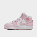 Jordan Big Kids' Air Retro 1 Mid Casual Shoes in Pink/Pink Foam