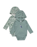 Hanes Pure Comfort Baby Long Sleeve Hooded Bodysuits, Organic Cotton, Boys & Girls