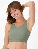 Hanes Originals Women's SuperSoft Comfywear Rib Banded Crop Top Ecology Green