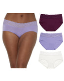 Maidenform Perfect Fit Stretch Lace Hipster Underwear, 3-Pack Autumn Orchid/Salty Purple/White