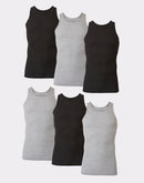 Hanes Ultimate ComfortSoft Men's Tank Undershirt, Black/Grey, 6-Pack Assorted