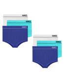 Hanes Originals Women's Seamless Rib Boyfit Underwear, Assorted, 6-Pack White/Teal/Royal Blue