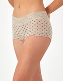 Maidenform Cotton Boyshort with Lace Evening Blush Daisy Dot Print
