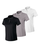 Hanes Sport Cool DRI Women's Performance Polo Shirt, 3-Pack Black/White/Grey