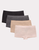 Hanes Girls' Tween Underwear Seamless Boyshort Pack, Neutrals, 4-Pack Assorted
