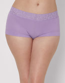 Maidenform Cotton Boyshort with Lace Salty Purple