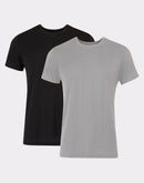 Hanes Originals Ultimate Men's SuperSoft Crewneck Undershirt, Black/Grey, 2-Pack Assorted