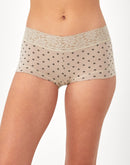 Maidenform Cotton Boyshort with Lace Evening Blush Daisy Dot Print