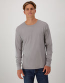 Hanes Unisex Garment Dyed Long Sleeve Cotton T-Shirt Concrete Gray