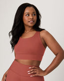 Hanes Moves Women's Crop Sports Bra, Racerback Coral Camelia