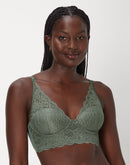 Maidenform Lightly Lined Convertible Lace Bralette Pewter Green