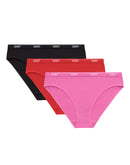 Hanes Moves Women's 360 Flex Bikini Underwear, 3-Pack Black/Vibe Pink/Glimmer Red