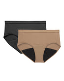 Hanes Just My Size Comfort, Period. Brief Underwear, Super Leaks, 2-Pack (PLUS SIZES) Assorted