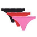 Hanes Moves Women's 360 Degree Flex Thong Underwear, 3-Pack Black/Vibe Pink/Glimmer Red
