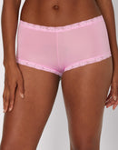 Maidenform One Fab Fit Microfiber Boyshort Underwear With Lace Whimsy Pink