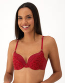 Maidenform Push Up & In Underwire Bra Impulse Red W/ Rose Gold