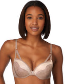 Maidenform Push Up & In Underwire Bra Evening Blush w/Rose Petal Cream Lace