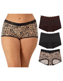 Maidenform Everyday Luxe Stretch Micro Boyshort, 3-Pack Just Brown Lace/Black Tonal Animal Allure