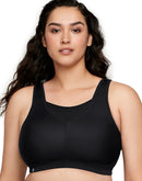 Glamorise Full Figure Plus Size Elite Performance No-Bounce Wirefree Cami Sports Bra Black