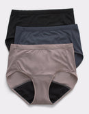 Hanes Comfort, Period. Women's Brief Underwear, Light Leaks, Neutrals, 3-Pack Assorted