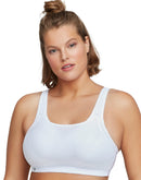 Glamorise Full Figure Plus Size Adjustable Wireless Sport Bra White