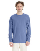 Hanes Unisex Garment Dyed Long Sleeve Cotton T-Shirt Frontier Blue