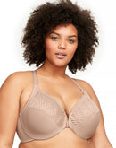 Glamorise Full Figure Plus Size Front Close Lace T-Back WonderWire Bra Cafe