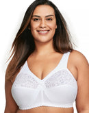 Glamorise Full Figure Plus Size MagicLift Cotton-Blend Wirefree Support Bra White