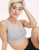Hanes Cozy Seamless Women's Wireless Bra Light Gray Heather