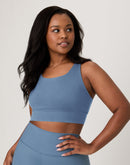 Hanes Moves Women's Crop Sports Bra, Racerback Blue Dive