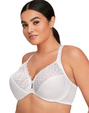 Glamorise Full Figure Plus Size Front Close Lace T-Back WonderWire Bra White