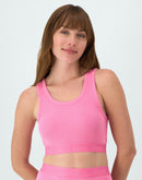 Hanes Originals Women's SuperSoft Comfywear Rib Banded Crop Top Parrot Pink