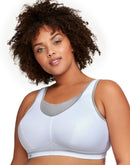 Glamorise Full Figure Plus Size Elite Performance No-Bounce Wirefree Cami Sports Bra White/Grey