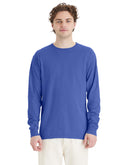 Hanes Unisex Garment Dyed Long Sleeve Cotton T-Shirt Deep Forte Blue